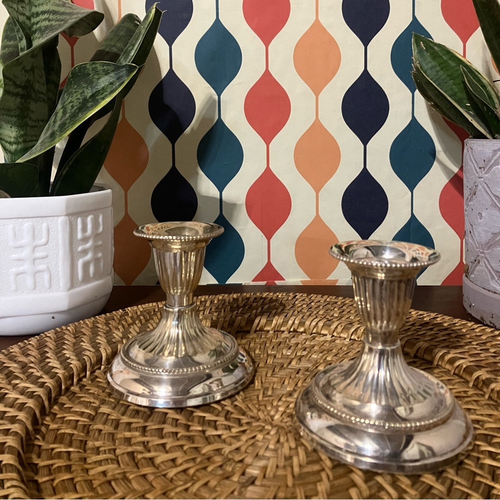 Pair of Vintage Silver-Plated Candlestick Holders